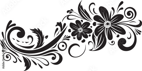 Whimsy in Waves Sleek Vector Icon Featuring Decorative Doodle Element Whimsical Whirls Black Vector Logo with Doodle Decorative Element