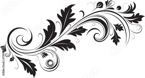 Curves and Charms Black Doodle Decorative Element in Vector Artistic Adornments Elegant Emblem with Monochrome Doodle Decorations