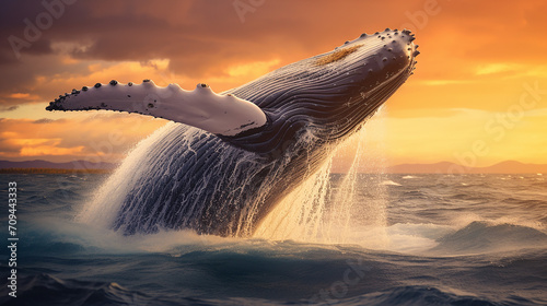 humpback whale underwater in Caribbean photo