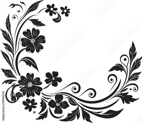 Elegance Embellished Doodle Decorative Vector Icon in Sleek Black Ink Infusion Monochrome Emblem with Stylish Doodle Decorative Element