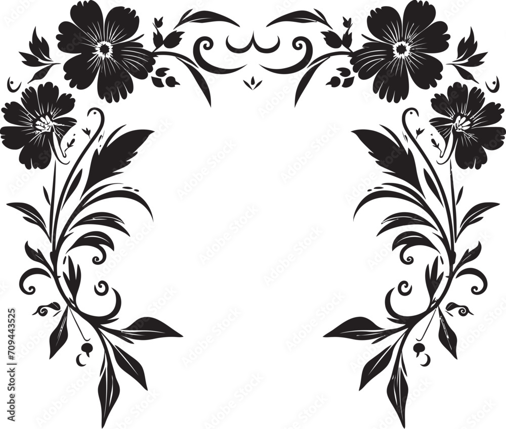Elegance Embellished Black Logo Design with Stylish Doodle Decorations Sculpted Spirals Sleek Vector Icon Featuring Decorative Doodle Elements