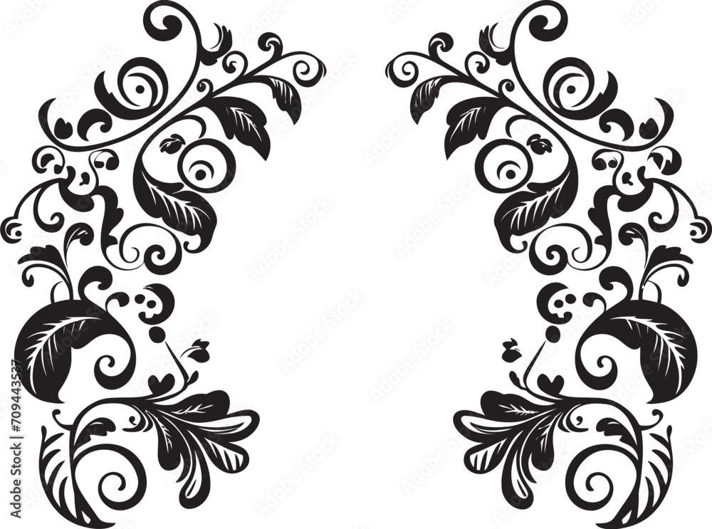 Sophisticated Swirls Monochrome Doodle Decorative Element in Sleek Design Ornate Outlines Elegant Black Emblem with Decorative Doodles