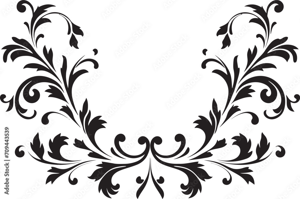 Ornamental Opulence Sleek Icon with Black Doodle Decorative Patterns Chic Complexity Monochrome Decorative Element in Elegant Vector Design
