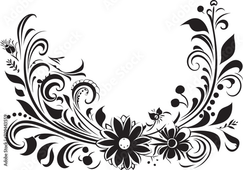 Artistic Adornments Monochrome Doodle Decorative Element in Elegant Design Chic Complexity Stylish Vector Icon with Black Doodle Decorations