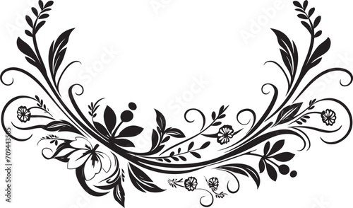 Sophisticated Swirls Sleek Emblem Featuring Monochrome Decorative Element Ornate Outlines Chic Black Logo Design with Doodle Decorations