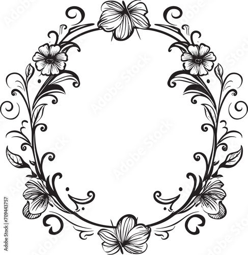 Spiraled Sophistication 90 Words Doodle Decor Logo Artistry Unveiled Decorative Frame Icon in Black