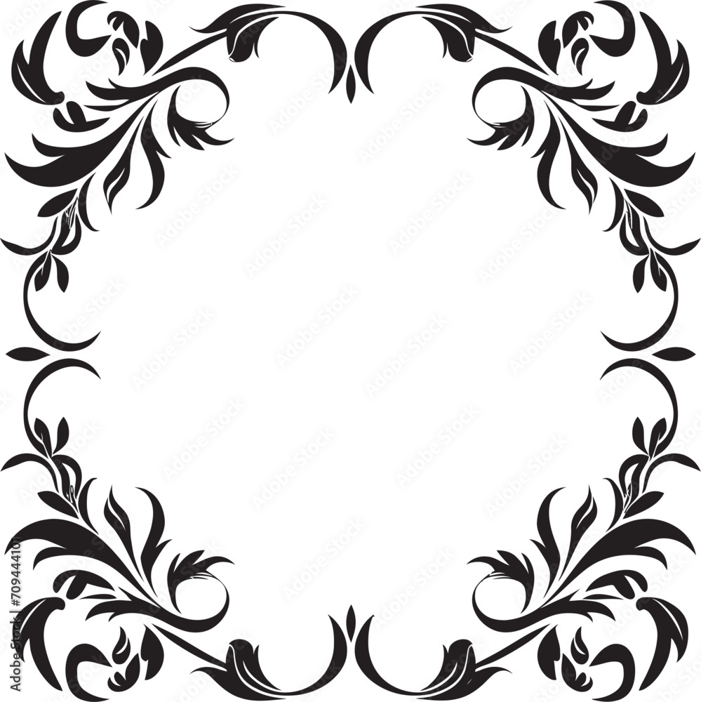 Swirls of Style Elegant Black Logo Design with Doodle Decorative Frame Ornamental Opulence Monochrome Decorative Frame Element in Sleek Vector