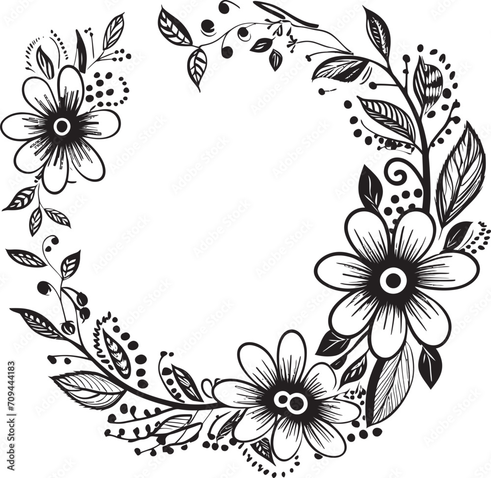 Noir Nouveau A Modern Twist on Classic Elegance with Doodle Decorative Frame Vector Black Logo Design Cosmic Charm Elegance in the Vastness of Doodle Decorative Frame Vector Black Logo Symbol