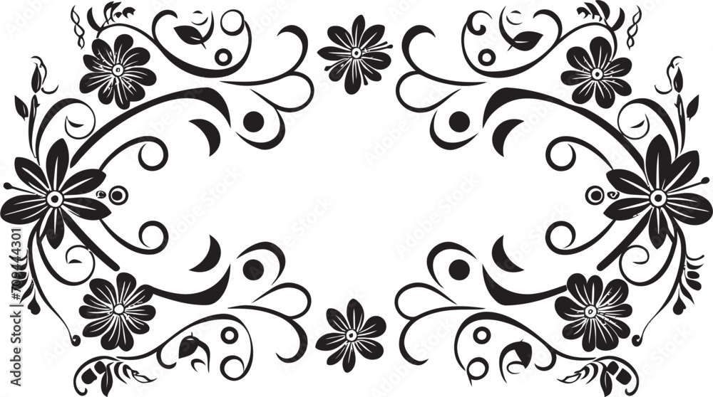 Whimsy in Waves Sleek Logo Design Featuring Decorative Doodle Frame Element Elegance Embellished Monochrome Decorative Frame Element in Stylish Black