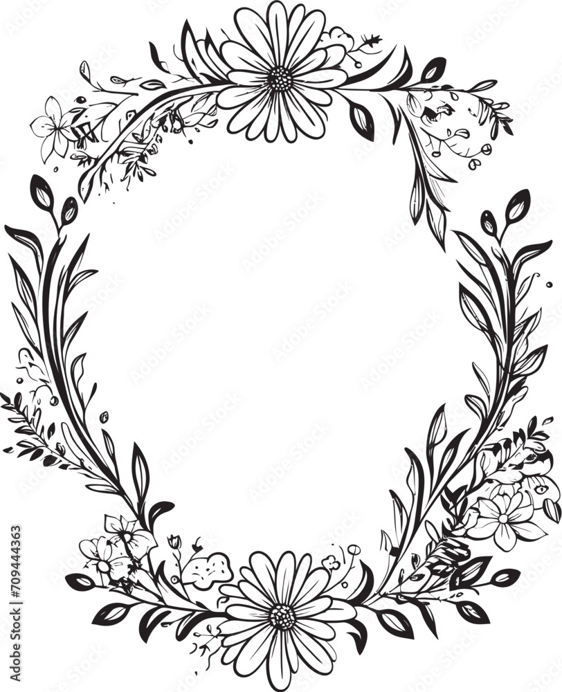 Intricate Inks Monochrome Decorative Doodle Frame Element in Elegant Black Curves and Charms Elegant Logo Design with Black Doodle Decorative Frame