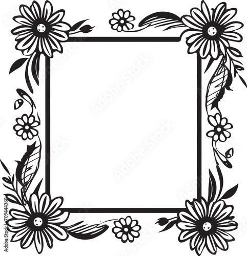 Artistic Adornments Chic Vector Emblem with Decorative Doodle Frame Elements Chic Complexity Sleek Black Logo Featuring Monochrome Decorative Frame Element