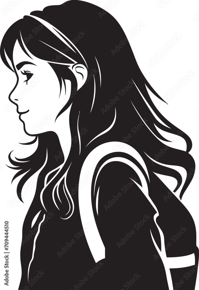 FemmeFutures Black Logo Design Icon Signifying Aspiring Female Students Academic Allure Elegant Black Logo Design for Ambitious Female Students