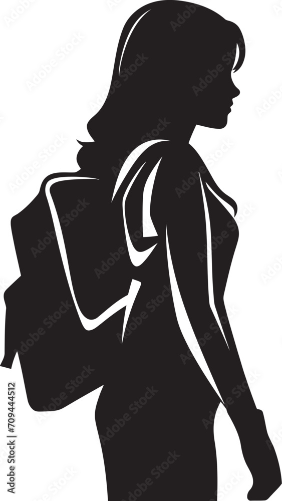 Academic Allure Elegant Black Logo Design for Ambitious Female Students SheThrives Empowering Black Vector Logo Symbol for Female Students