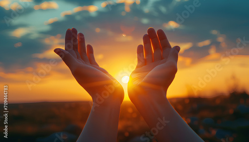 Hands open palm up worship