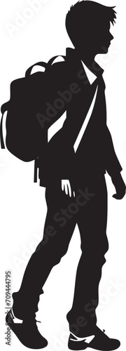 Scholarly Silhouette Vector Black Logo Design for Male Students Academic Ascendancy Striking Black Icon Symbolizing Male Students