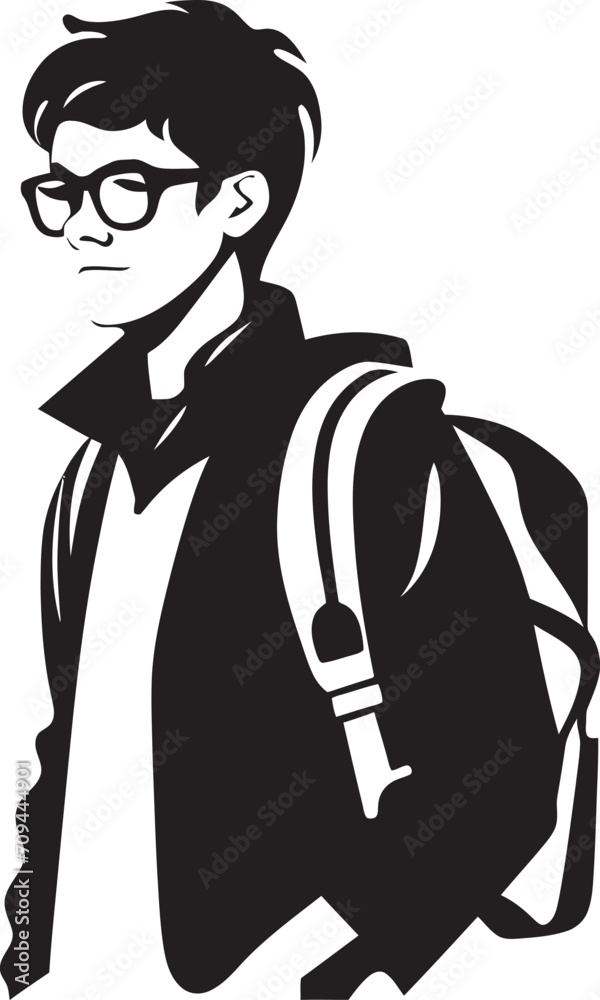 Scholarly Silhouette Black Icon Signifying Academic Excellence for Male Students Cerebral Craftsmanship A Black Vector Logo for Male Students Scholarly Silhouette Black Icon Signifying Academic Excellence for Male Students Cerebral Craftsmanship A Black Vector Logo for Male Students