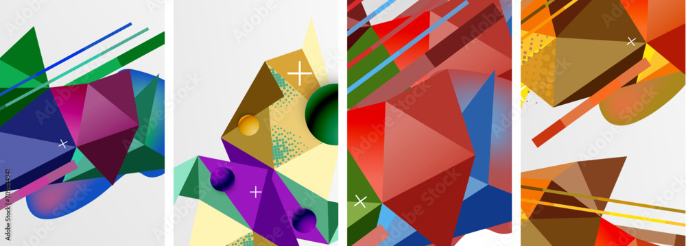 Geometric elements in abstract poster composition set. Vector illustration For Wallpaper, Banner, Background, Card, Book Illustration, landing page Geometric elements in abstract poster composition set. Vector illustration For Wallpaper, Banner, Background, Card, Book Illustration, landing page