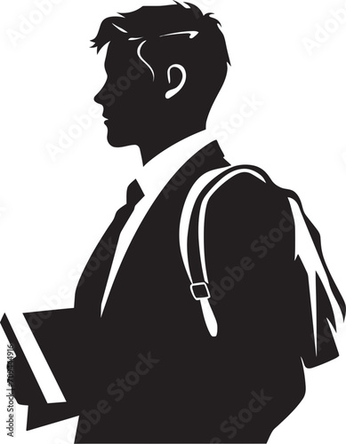 Virtuoso Vision Vector Black Symbol Representing Male Student Excellence Scholarly Signature A Black Logo for Accomplished Male Students