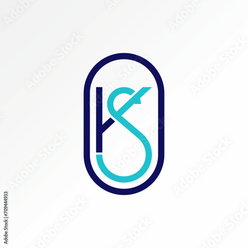 Logo design graphic concept creative premium vector stock unique initial letter KS or SK font cylinder connected. Related monogram typography branding