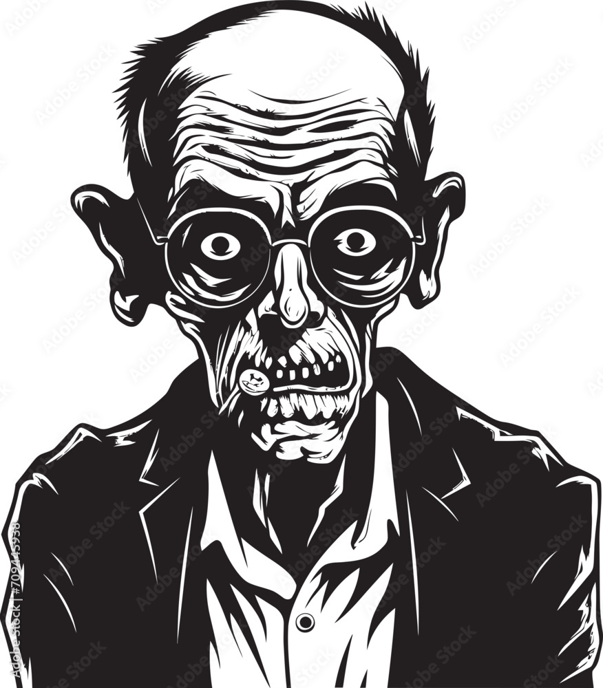Zombie Zenith Black Symbolic Logo Expressing the Horror of an Old Man Creepy Corporeal Dynamic Vector Icon of a Spine Chilling Zombie in Black Zombie Zenith Black Symbolic Logo Expressing the Horror of an Old Man Creepy Corporeal Dynamic Vector Icon of a Spine Chilling Zombie in Black