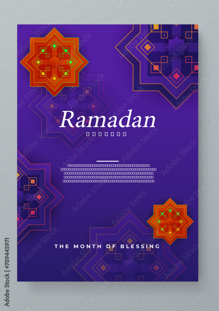 Red and purple violet vector islamic ramadan kareem celebration greeting cards. Ramadan background for banner, greeting card, poster, social media, flyer, card, cover, or brochure
