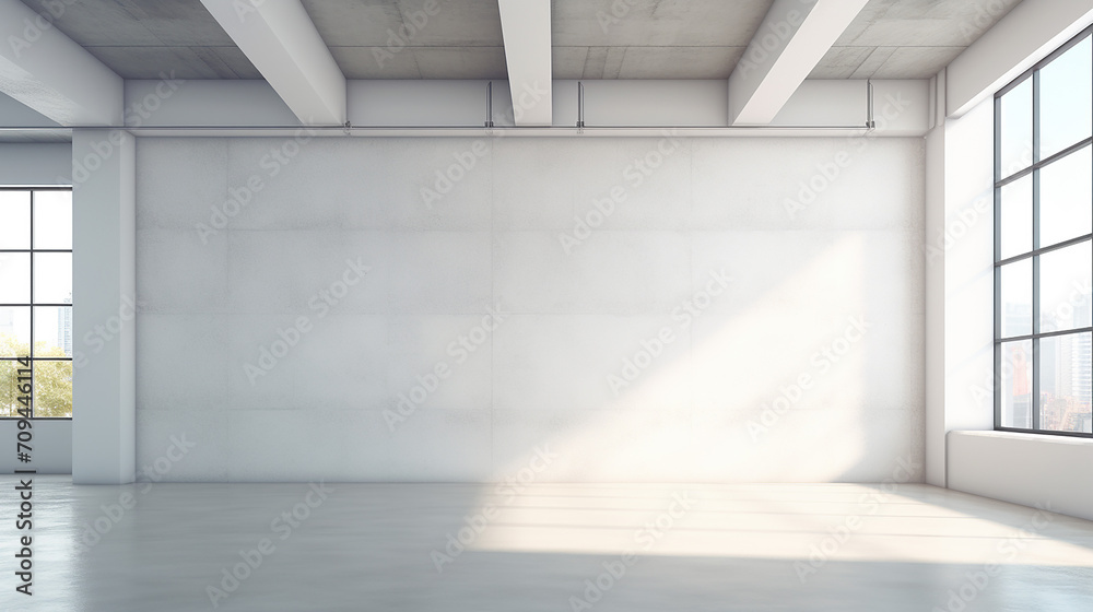 empty white office wall loft interior 3d rendering empty white office wall loft interior 3d rendering