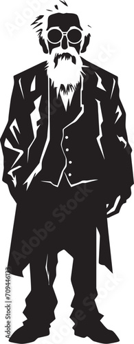 Undead Uproar Dynamic Vector Logo Design Featuring a Frightening Zombie Elderly Eeriness Black Logo Design with a Terrifying Old Zombie Icon