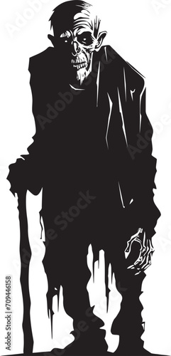 Elderly Eeriness Sleek Vector Icon Signifying the Horror of an Old Zombie in Black Grim Ghoul Black Logo Design with a Frightening Zombie Man Icon