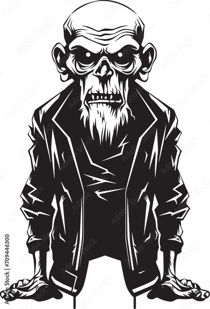 Ghastly Grandfather Vector Black Icon Expressing the Horror of the Undead Spectral Sire Dynamic Black Logo Design for the Spookiness of a Zombie