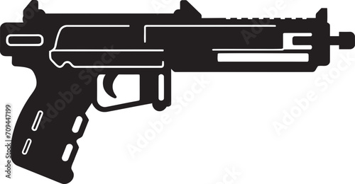 Miniature Mayhem Sleek Vector Symbol of a Toy Gun in Black 