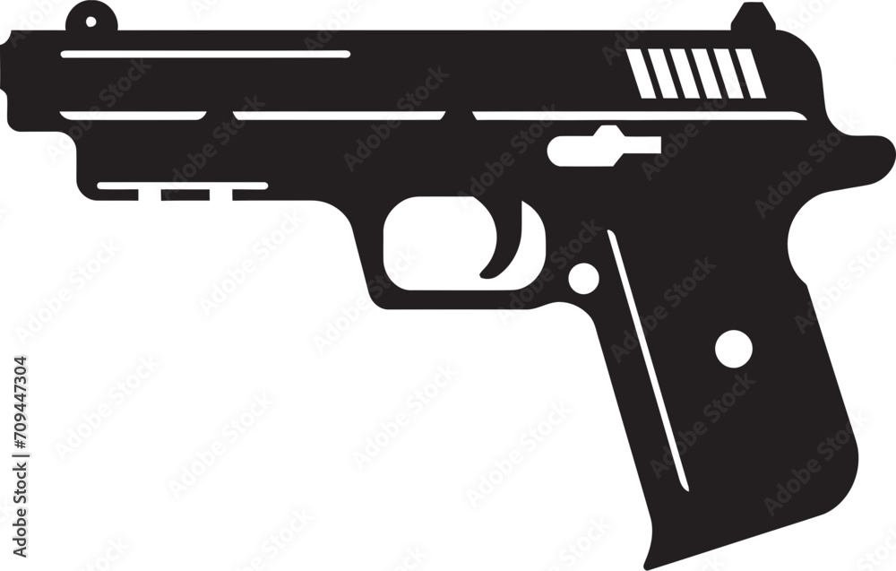 Imagine and Enforce Iconic Black Logo Design with Toy Gun Weapon 
