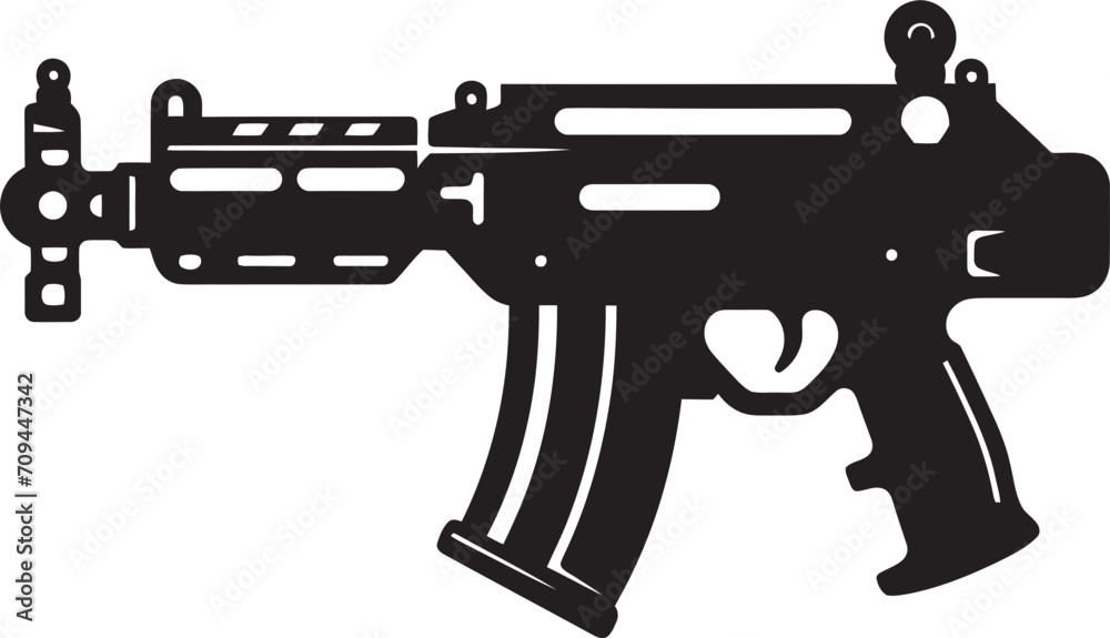 Imagine and Defend Sleek Vector Symbol of a Toy Gun in Black 