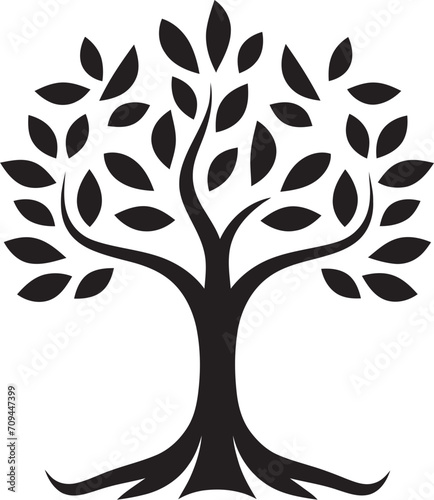 Eco Emblem Vector Tree Plantation Logo in Black Logo Design  photo