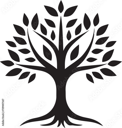 Sustainable Growth Iconic Black Symbol of Tree Plantation 