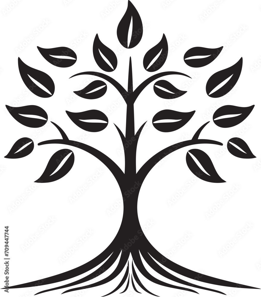 Fototapeta premium Sustainable Growth Iconic Black Symbol of Arbor Commitment 