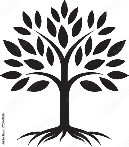 Woodland Harmony Dynamic Black Icon for Tree Plantation Logo Design 