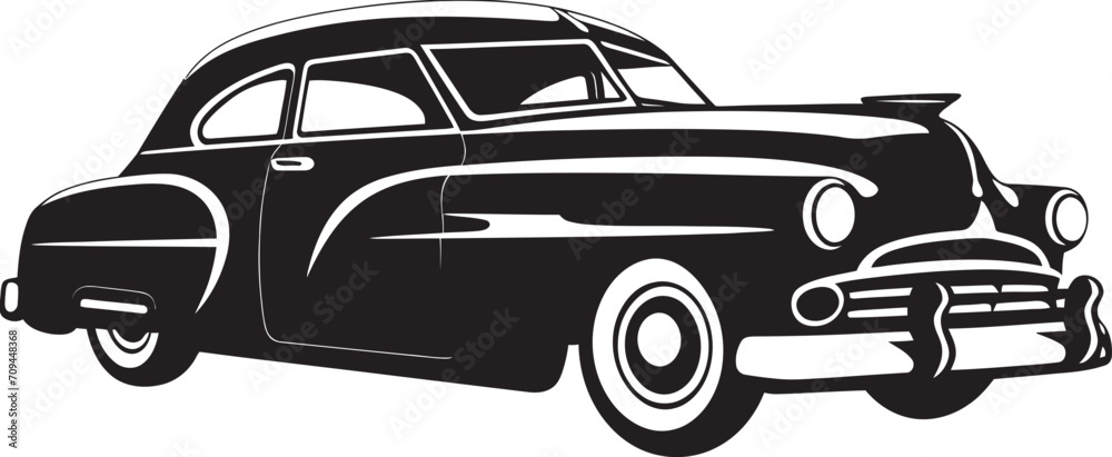 Road to Yesteryear Dynamic Black Logo with Vintage Car Symbol 