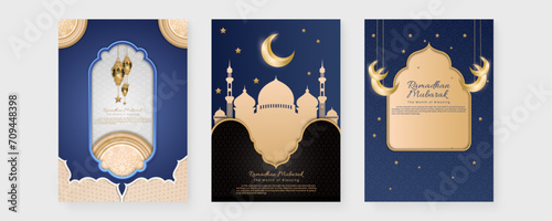 Ramadan card. Colorful colourful vector greeting cards for islamic ramadhan kareem