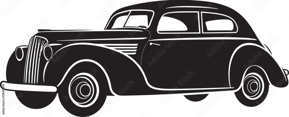 Vintage Vogue Vector Logo in Black with Classic Car Elements 