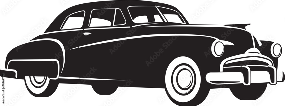 Time Tested Elegance Vintage Car Vector Logo in Black 
