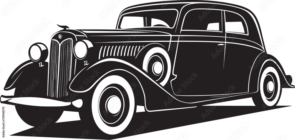 Collectors Edition Vector Black Logo Design for Vintage Cars 