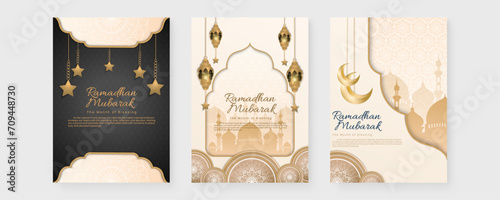 Ramadan card. Colorful colourful islamic ramadhan kareem greeting card template with ornament and asset