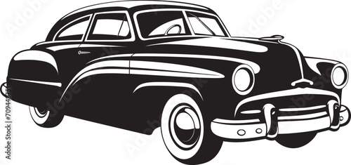 Nostalgia Motors Dynamic Black Logo Design with Vintage Car Vector 