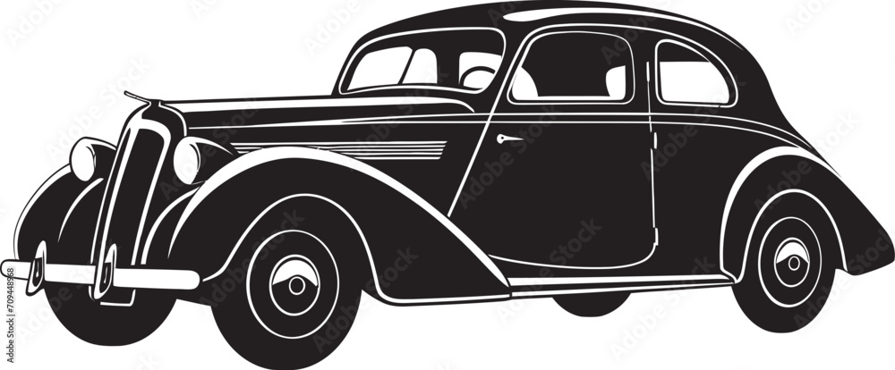 Retro Wheels Sleek Black Logo Design Featuring Vintage Cars 