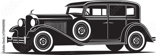 Nostalgia Motors Dynamic Black Logo Design with Vintage Car Vector 