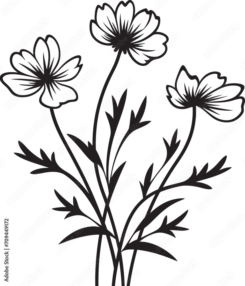 Mystic Petals Sleek Black Logo Design Featuring Wildflowers 