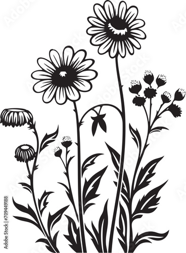 Natures Palette Wildflower Vector Logo in Black 