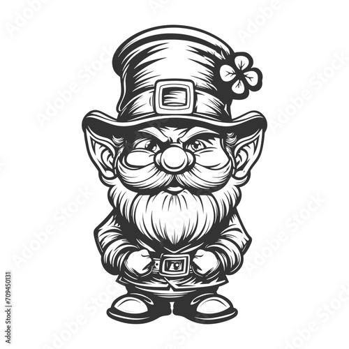 Leprechaun Illustration Clip Art Design Shape. Gnome Silhouette Icon Vector.