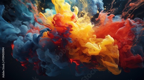 vivid cyan and amber fluid collision. ideal for eye-catching marketing material, colorful fabric designs, and decorative backgrounds for digital art © StraSyP BG