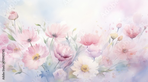 nature watercolor flower background illustration colorful vibrant  garden spring  summer water nature watercolor flower background
